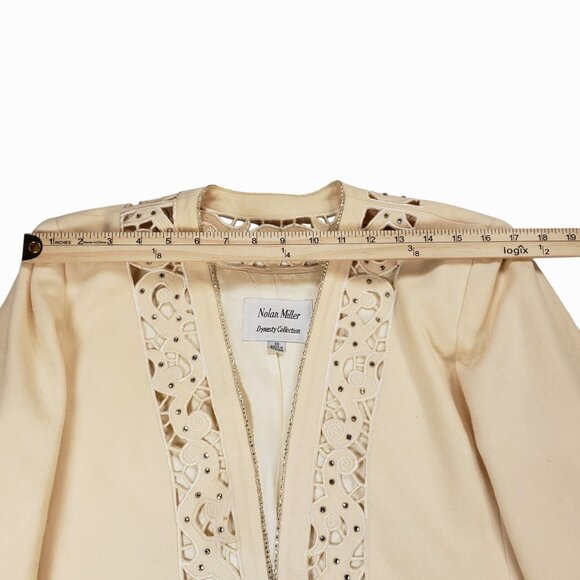 Nolan Miller Ivory Cutout Embellished Details & Open Front Design - Womens 10 - Picture 10 of 13